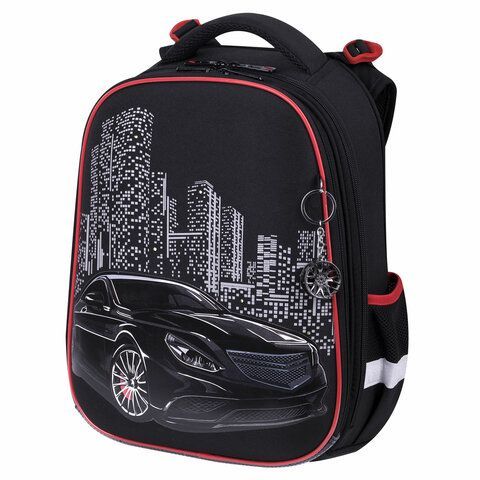 Ранец BRAUBERG PREMIUM, 2 отделения, с брелком, &quot;City car&quot;, LED ЛАМПОЧКИ, 38х29х16 см, 271356