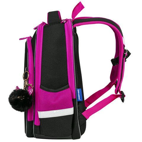 Ранец BRAUBERG QUADRO, 3 отделения, с брелоком, &quot;Black cat&quot;, 37х28х18 см, 271358