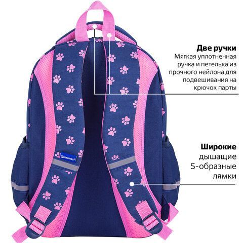 Рюкзак BRAUBERG MOTION, 2 отделения, 3 кармана, &quot;Pawprints&quot;, 41х28х17 см, 271362