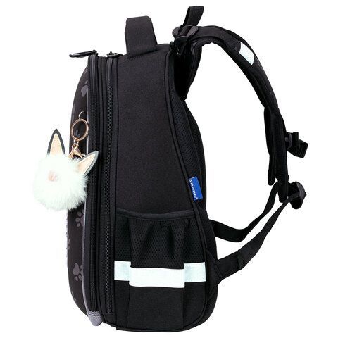 Ранец BRAUBERG LUMINOUS, 2 отделения, с брелоком, &quot;Paws&quot;, СВЕТЯЩИЙСЯ РИСУНОК, 38х29х16 см, 271366