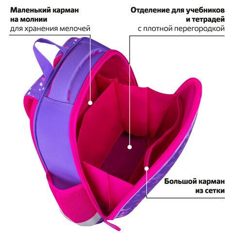 Ранец ПИФАГОР EVA BASIC, 1 отделение, эргономичная спинка, &quot;Amazing girl&quot;, 39х30х16 см, 271377