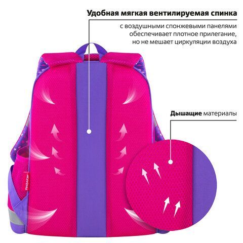Ранец ПИФАГОР EVA BASIC, 1 отделение, эргономичная спинка, &quot;Amazing girl&quot;, 39х30х16 см, 271377