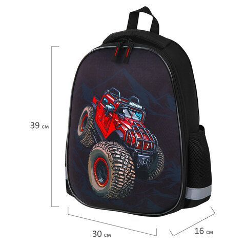 Ранец ПИФАГОР EVA BASIC, 1 отделение, эргономичная спинка, &quot;Big wheels&quot;, 39х30х16 см, 271378