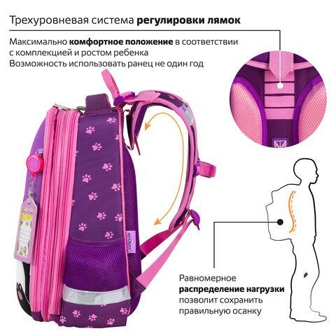 Ранец ЮНЛАНДИЯ EXTRA с дополнительным объемом, 2 отделения, &quot;Stay positive&quot;, 38x29x18 см, 271379