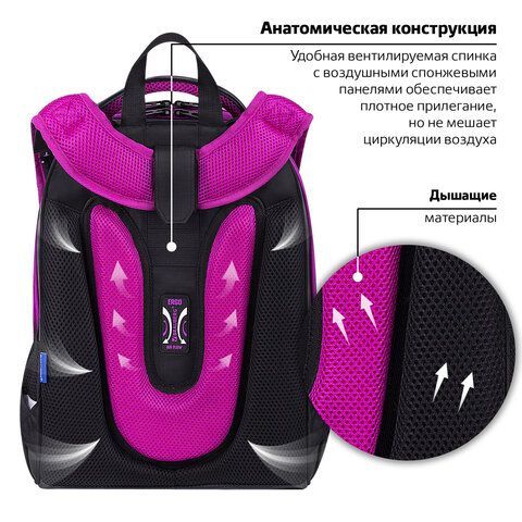 Ранец BRAUBERG SHINY, 2 отделения, с брелоком, &quot;Magic cat&quot;, 38х28х14 см, 271381