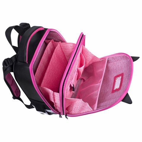 Ранец BRAUBERG SHINY, 2 отделения, с брелоком, &quot;Glad to be cat&quot;, 38х28х14 см, 271382