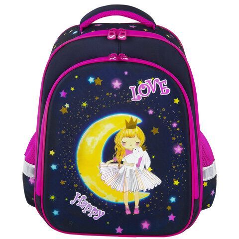 Ранец BRAUBERG KIDS STANDARD, 2 отделения, &quot;Moon girl&quot;, 36х28х14 см, 271387