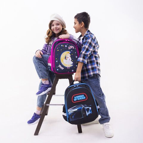 Ранец BRAUBERG KIDS STANDARD, 2 отделения, &quot;Moon girl&quot;, 36х28х14 см, 271387