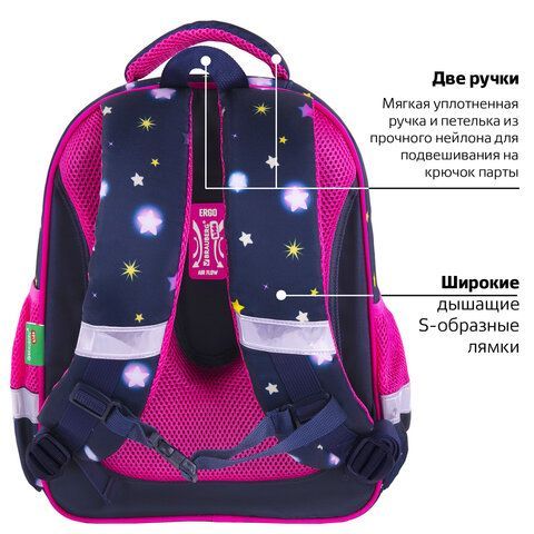 Ранец BRAUBERG KIDS STANDARD, 2 отделения, &quot;Moon girl&quot;, 36х28х14 см, 271387