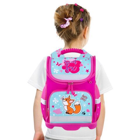 Ранец ЮНЛАНДИЯ WISE, 1 отделение, 3 кармана, устойчивое дно, &quot;Lovely fox&quot;, 37x29х15 см, 271396