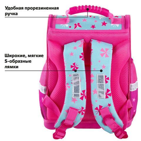 Ранец ЮНЛАНДИЯ WISE, 1 отделение, 3 кармана, устойчивое дно, &quot;Lovely fox&quot;, 37x29х15 см, 271396