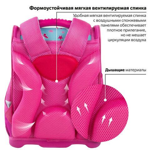 Ранец ЮНЛАНДИЯ WISE, 1 отделение, 3 кармана, устойчивое дно, &quot;Lovely fox&quot;, 37x29х15 см, 271396