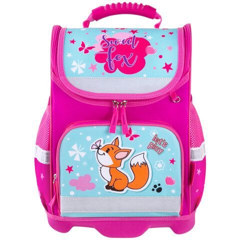 Ранец ЮНЛАНДИЯ WISE, 1 отделение, 3 кармана, устойчивое дно, &quot;Lovely fox&quot;, 37x29х15 см, 271396