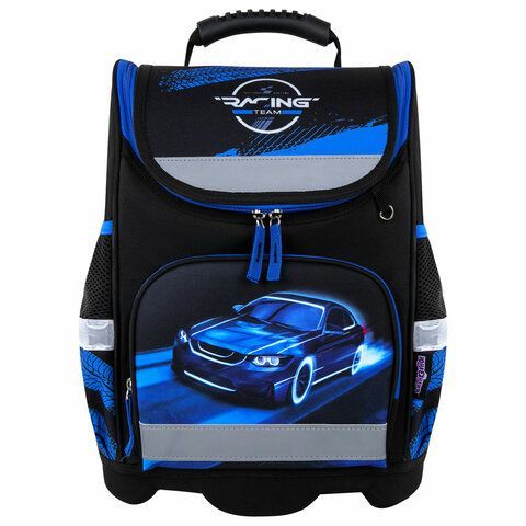 Ранец ЮНЛАНДИЯ WISE, 1 отделение, 3 кармана, устойчивое дно, &quot;Speed race&quot;, 37x29х15 см, 271398