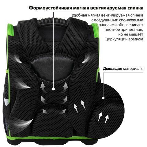 Ранец ЮНЛАНДИЯ WISE, 1 отделение, 3 кармана, устойчивое дно, &quot;Crusher&quot;, 37x29х15 см, 271399
