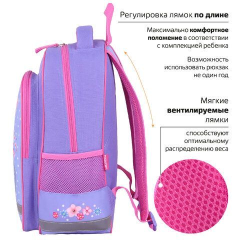 Рюкзак ПИФАГОР SCHOOL, 1 отделение, 3 кармана, &quot;Little beauty&quot;, 38x28х14 см, 271402