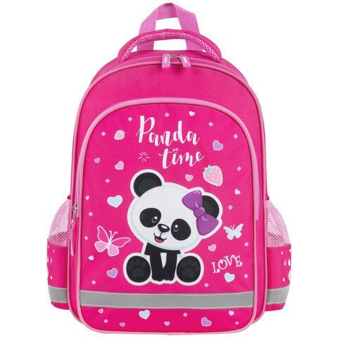 Рюкзак ПИФАГОР SCHOOL, 1 отделение, 3 кармана, &quot;Panda time&quot;, 38x28х14 см, 271406