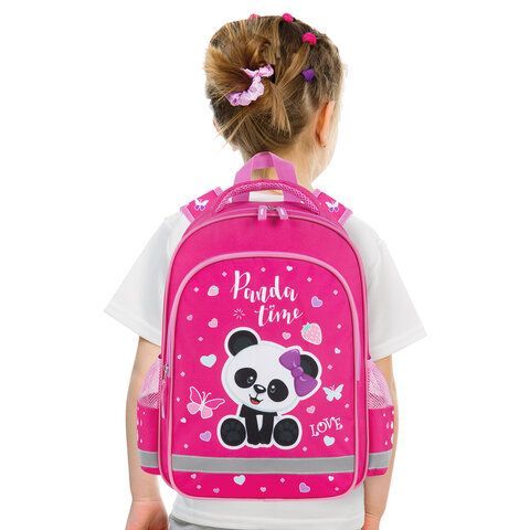 Рюкзак ПИФАГОР SCHOOL, 1 отделение, 3 кармана, &quot;Panda time&quot;, 38x28х14 см, 271406