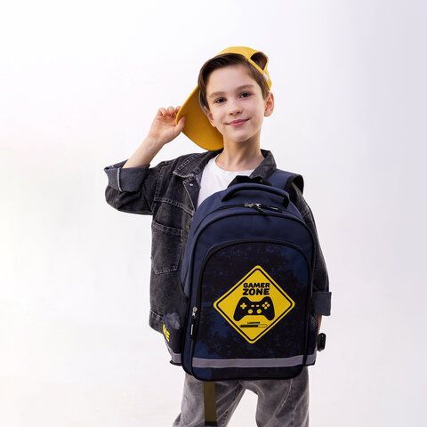 Рюкзак ПИФАГОР SCHOOL, 1 отделение, 3 кармана, &quot;Game zone&quot;, 38x28х14 см, 271407