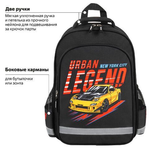Рюкзак ПИФАГОР SCHOOL, 1 отделение, 3 кармана, &quot;Street legend&quot;, 38x28х14 см, 271409
