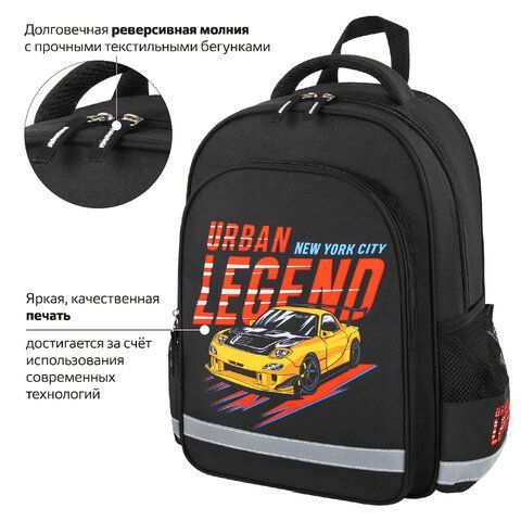 Рюкзак ПИФАГОР SCHOOL, 1 отделение, 3 кармана, &quot;Street legend&quot;, 38x28х14 см, 271409