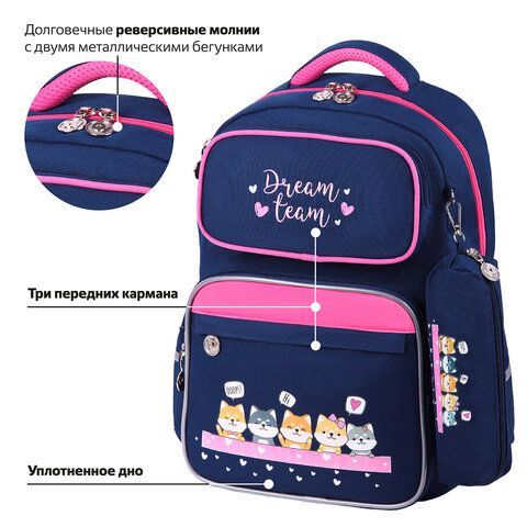 Рюкзак ЮНЛАНДИЯ COMPLETE с пеналом в комплекте, эрго-спинка, &quot;Dream team&quot;, 42х29х14 см, 271413