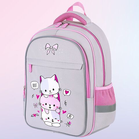 Рюкзак BRAUBERG FAVOUR, 2 отделения, 3 кармана, &quot;Fluffy kittens&quot;, 40х29х15 см, 271417