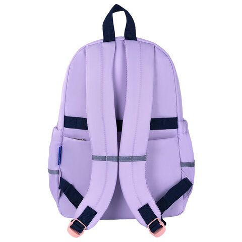 Рюкзак BRAUBERG PASTEL с термонашивками в комплекте, &quot;Lazy cat&quot;, сиреневый, 40х29х14 см, 271422