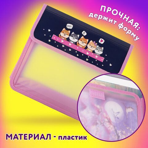 Папка для тетрадей ЮНЛАНДИЯ А5, пластик, 2 отделения, клапан на липучке, &quot;Dream Team&quot;, 271490