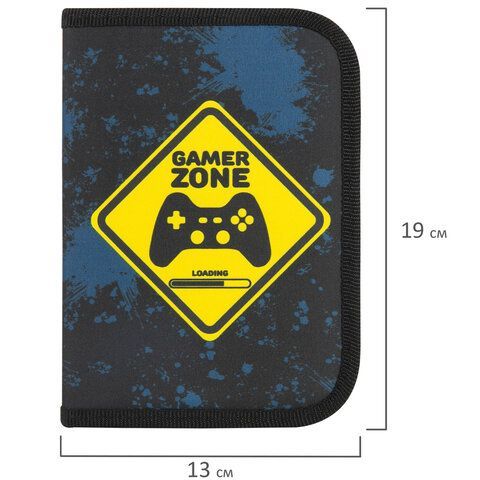 Пенал ПИФАГОР, 1 отделение, полиэстер, 19х13 см, &quot;Game Zone&quot;, 271511