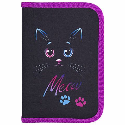 Пенал BRAUBERG, 1 отделение, полиэстер, 21х14 см, &quot;Black Cat&quot;, 271529