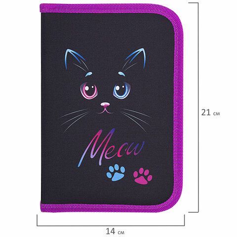 Пенал BRAUBERG, 1 отделение, полиэстер, 21х14 см, &quot;Black Cat&quot;, 271529