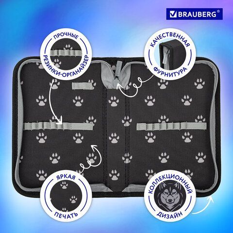 Пенал BRAUBERG, 1 отделение, полиэстер, 21х14 см, &quot;Husky&quot;, 271532