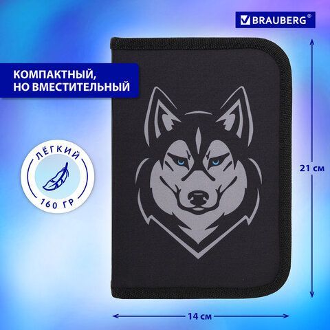 Пенал BRAUBERG, 1 отделение, полиэстер, 21х14 см, &quot;Husky&quot;, 271532