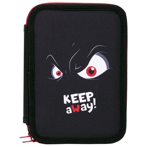 Пенал BRAUBERG, 2 отделения, полиэстер, 21х14 см, &quot;Keep Away&quot;, 271543