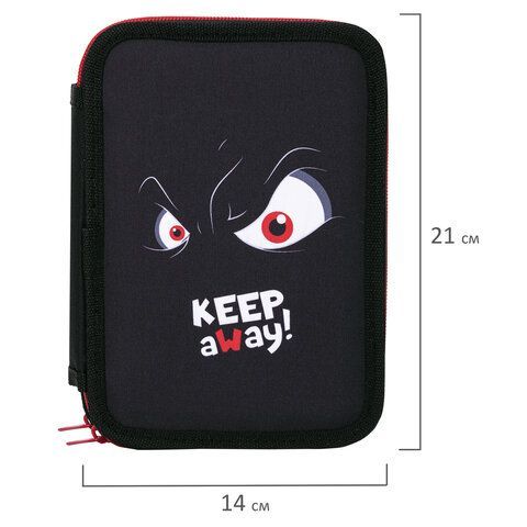 Пенал BRAUBERG, 2 отделения, полиэстер, 21х14 см, &quot;Keep Away&quot;, 271543