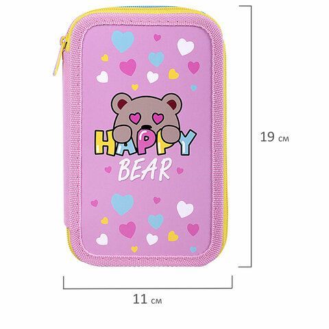 Пенал ПИФАГОР, 3 отделения, ламинированный картон, 19х11 см, &quot;Bear Hugs&quot;, 271544