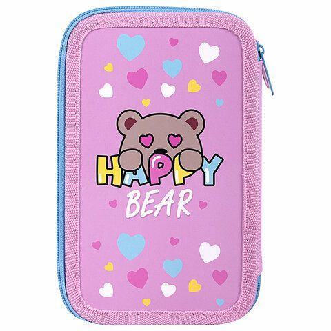 Пенал ПИФАГОР, 3 отделения, ламинированный картон, 19х11 см, &quot;Bear Hugs&quot;, 271544