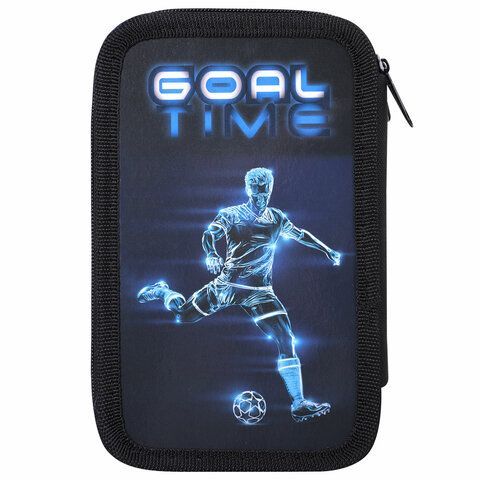 Пенал ПИФАГОР, 3 отделения, ламинированный картон, 19х11 см, &quot;Goal&quot;, 271547