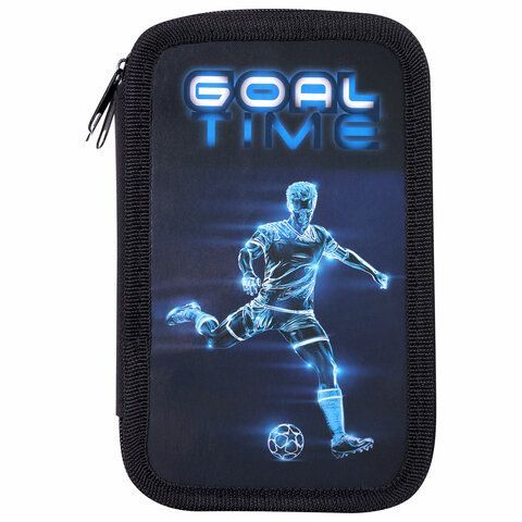 Пенал ПИФАГОР, 3 отделения, ламинированный картон, 19х11 см, &quot;Goal&quot;, 271547