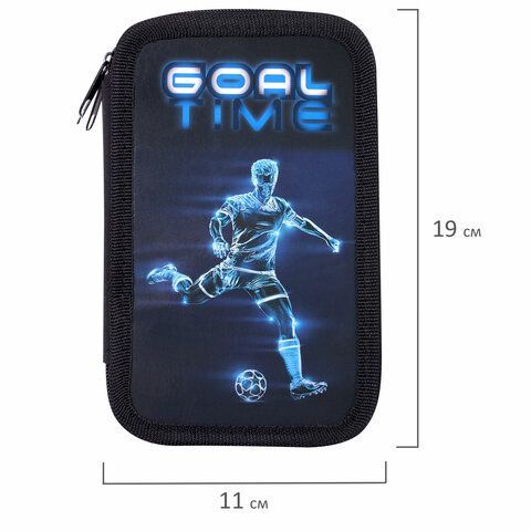 Пенал ПИФАГОР, 3 отделения, ламинированный картон, 19х11 см, &quot;Goal&quot;, 271547
