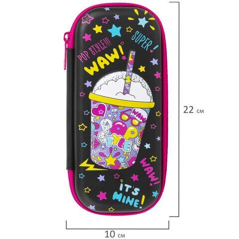Пенал BRAUBERG, 1 отделение, 1 откидная планка, EVA, 22х10х5 см, &quot;Pop style&quot;, 271552