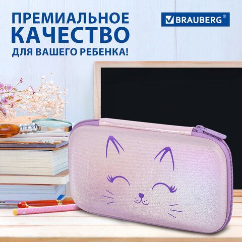 Пенал BRAUBERG SHINY, 1 отделение, 1 откидная планка, EVA, 22х13х4 см, &quot;Cheerful&quot;, 271554