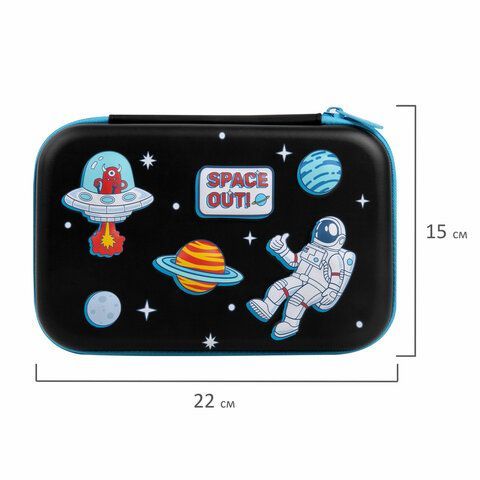 Пенал BRAUBERG KIDS большой удобный с откидной планкой, EVA, 22х15х4 см, &quot;Space out&quot;, 271556
