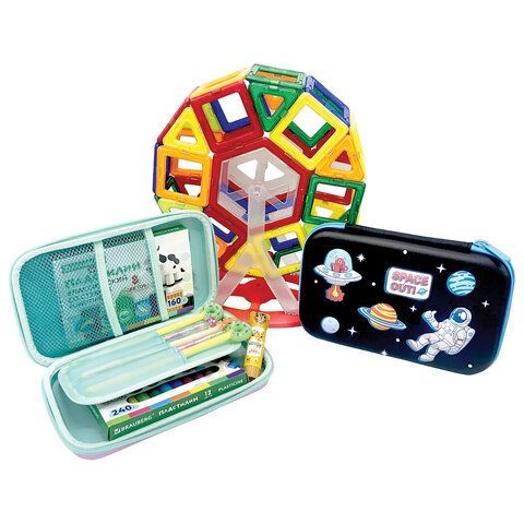 Пенал BRAUBERG KIDS большой удобный с откидной планкой, EVA, 22х15х4 см, &quot;Space out&quot;, 271556