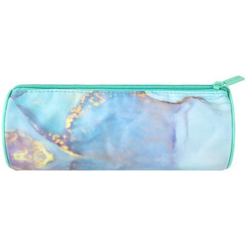 Пенал-тубус BRAUBERG, с эффектом Soft Touch, мягкий, &quot;Mint marble&quot;, 22х8 см, 271568