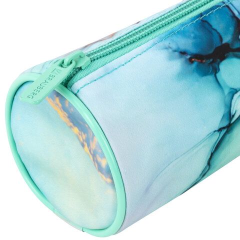 Пенал-тубус BRAUBERG, с эффектом Soft Touch, мягкий, &quot;Mint marble&quot;, 22х8 см, 271568