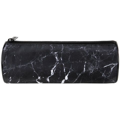 Пенал-тубус BRAUBERG, с эффектом Soft Touch, мягкий, &quot;Black marble&quot;, 22х8 см, 271569