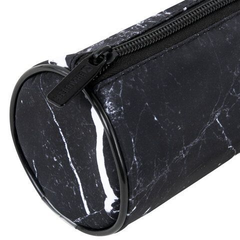 Пенал-тубус BRAUBERG, с эффектом Soft Touch, мягкий, &quot;Black marble&quot;, 22х8 см, 271569