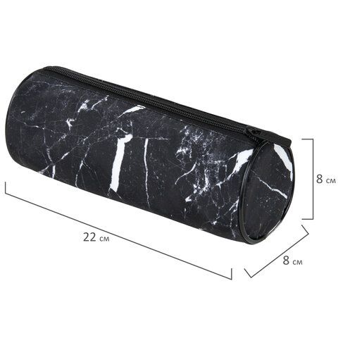 Пенал-тубус BRAUBERG, с эффектом Soft Touch, мягкий, &quot;Black marble&quot;, 22х8 см, 271569